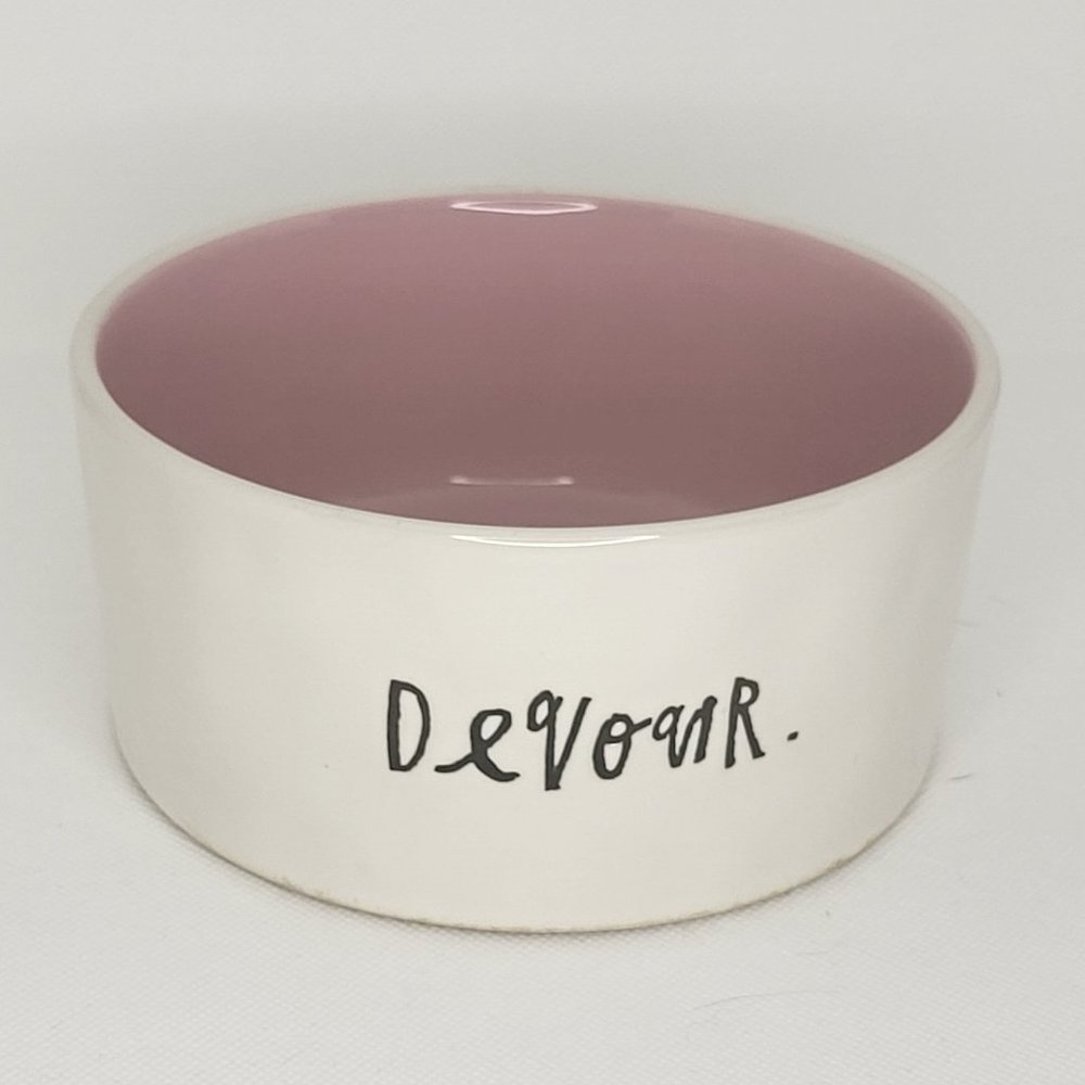 Rae Dunn Pink and White Pet Bowl - Devour